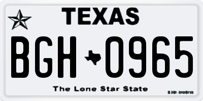 TX license plate BGH0965