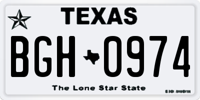 TX license plate BGH0974
