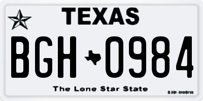 TX license plate BGH0984