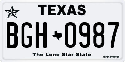 TX license plate BGH0987