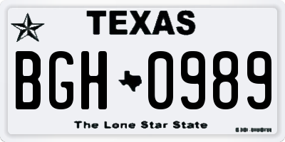 TX license plate BGH0989