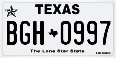 TX license plate BGH0997
