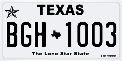 TX license plate BGH1003