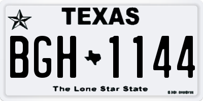 TX license plate BGH1144