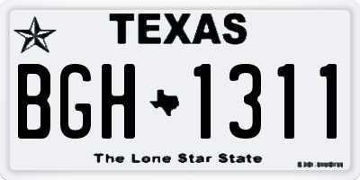 TX license plate BGH1311