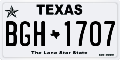 TX license plate BGH1707
