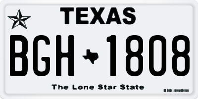 TX license plate BGH1808