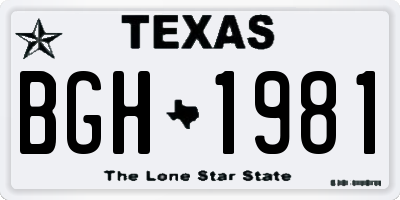TX license plate BGH1981
