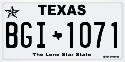 TX license plate BGI1071