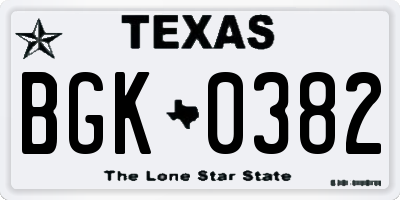 TX license plate BGK0382