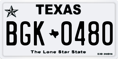TX license plate BGK0480