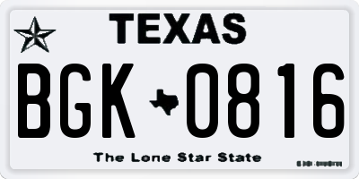 TX license plate BGK0816