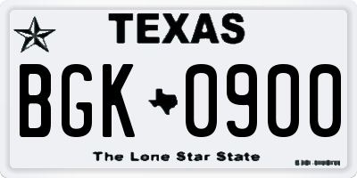 TX license plate BGK0900