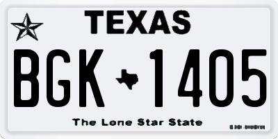 TX license plate BGK1405