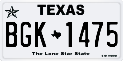 TX license plate BGK1475