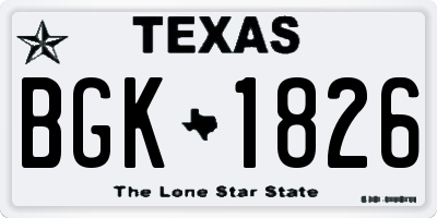 TX license plate BGK1826