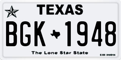 TX license plate BGK1948
