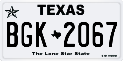 TX license plate BGK2067