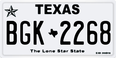 TX license plate BGK2268
