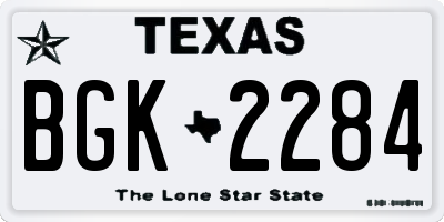 TX license plate BGK2284