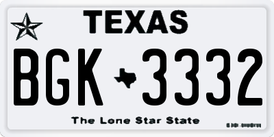 TX license plate BGK3332