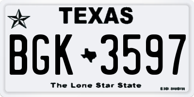 TX license plate BGK3597