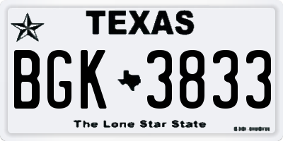 TX license plate BGK3833