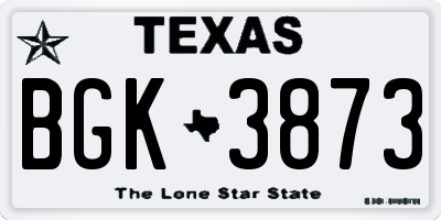 TX license plate BGK3873
