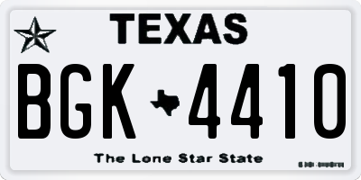TX license plate BGK4410