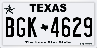 TX license plate BGK4629