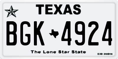 TX license plate BGK4924