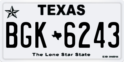 TX license plate BGK6243