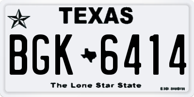 TX license plate BGK6414