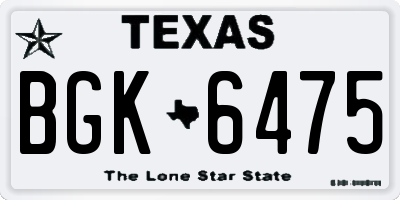 TX license plate BGK6475