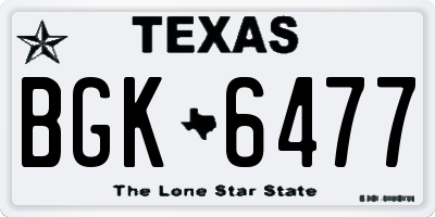 TX license plate BGK6477