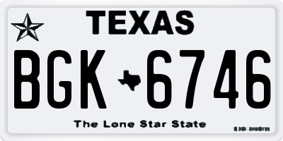 TX license plate BGK6746