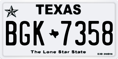 TX license plate BGK7358