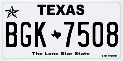 TX license plate BGK7508