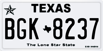 TX license plate BGK8237