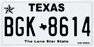 TX license plate BGK8614
