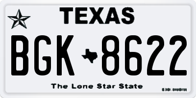 TX license plate BGK8622
