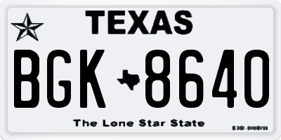 TX license plate BGK8640