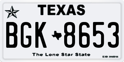 TX license plate BGK8653