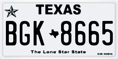 TX license plate BGK8665