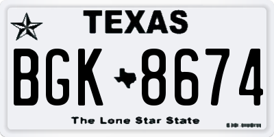 TX license plate BGK8674