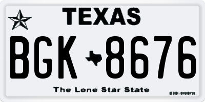 TX license plate BGK8676