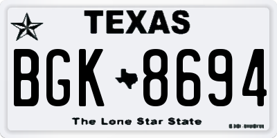 TX license plate BGK8694