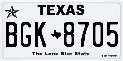 TX license plate BGK8705