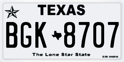 TX license plate BGK8707
