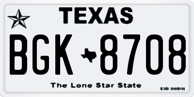 TX license plate BGK8708